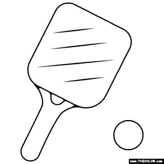 Pickleball Paddle and Ball Coloring Page