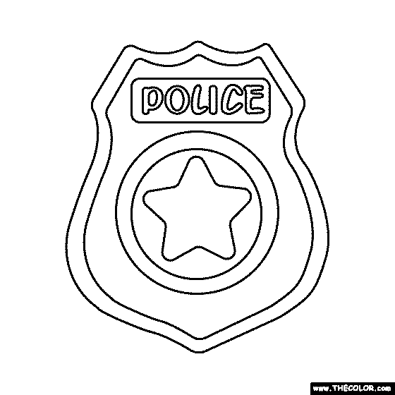 Police Officer Badge Coloring Sheet