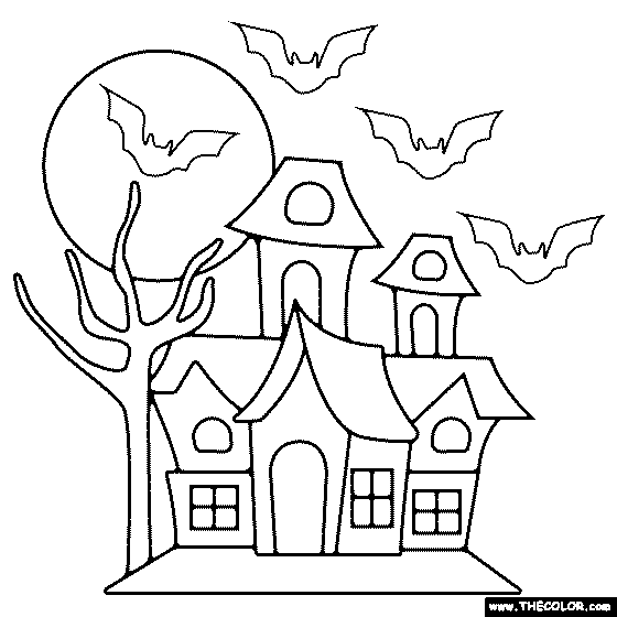 Spooky House Coloring Page