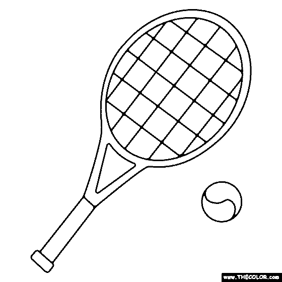 Tennis Racket and Ball Coloring Page