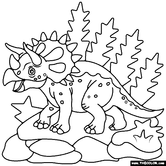 Three-Horned Face Dinosaur Coloring Page