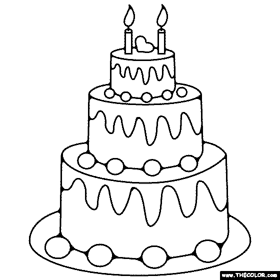 Happy Birthday Cake Online Coloring Page