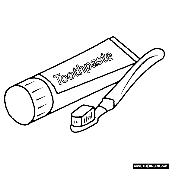 Toothbrush and Toothpaste Coloring Page