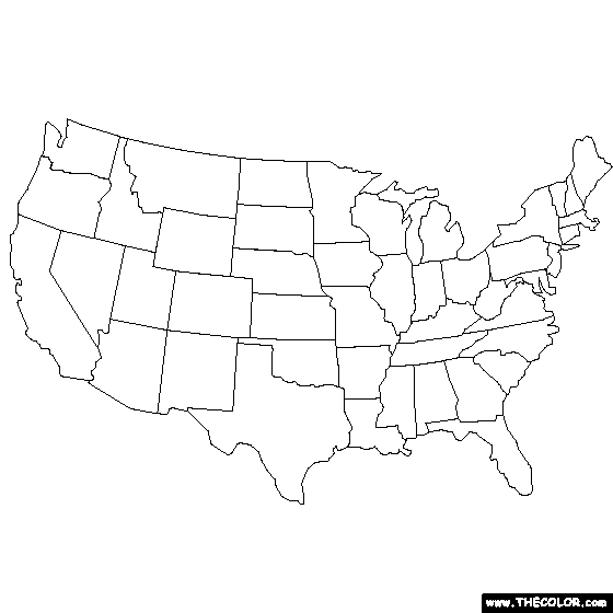 Fillable Map Of The United States United States Map Coloring Page